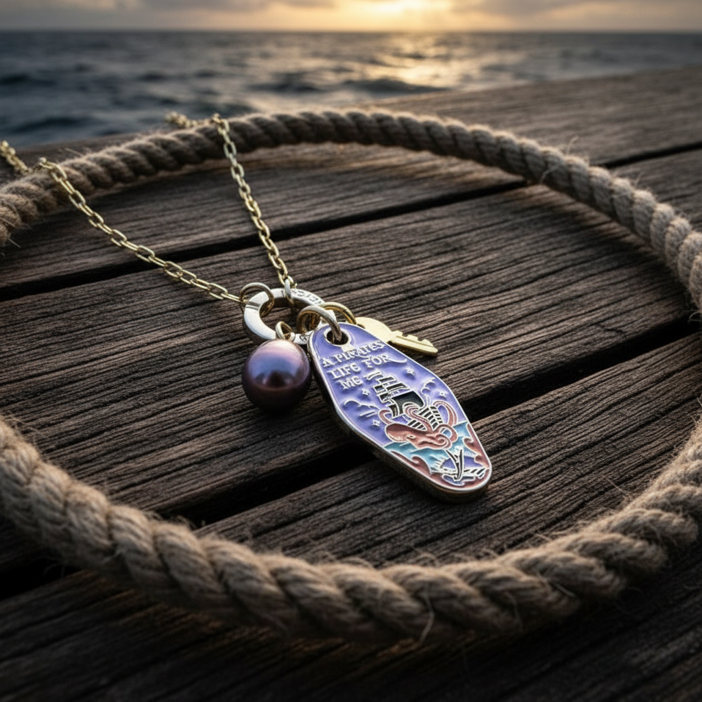 A Pirates Life for Me Silver Key Necklace