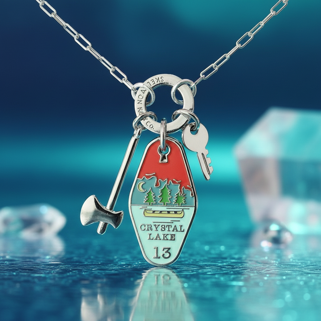 Crystal Lake Silver Key Necklace