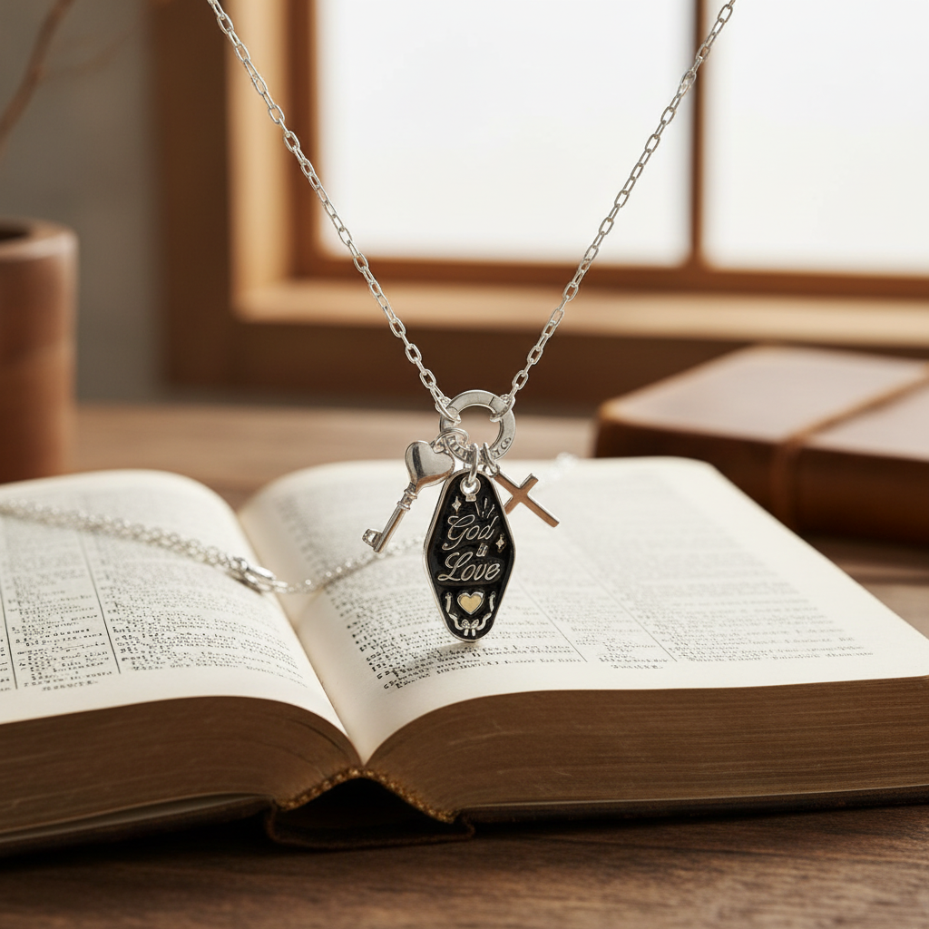 God is Love Necklace with Bible
